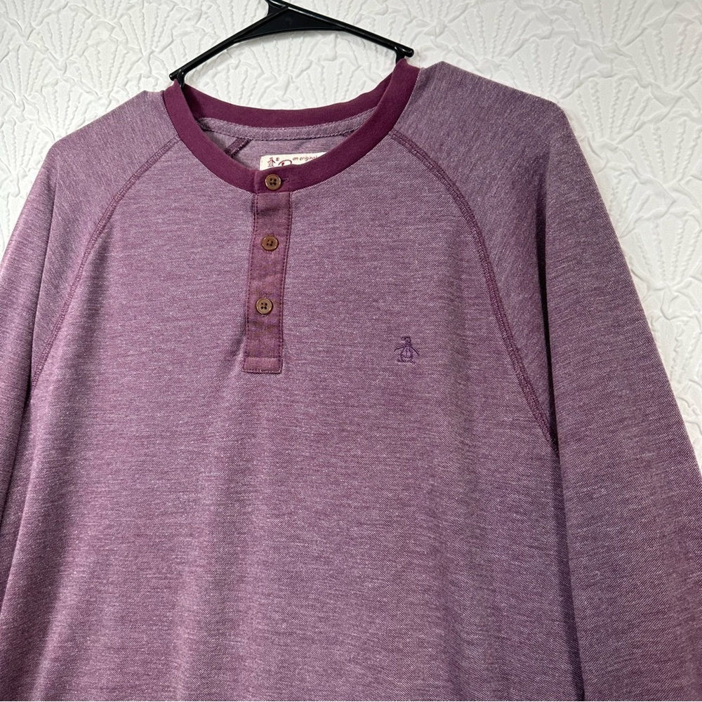 Original Penguin by Munsingwear Long Sleeve Henley 1/4 Button Shirt Men’s size L - Picture 3 of 8